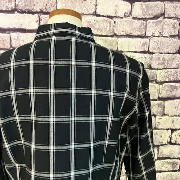 Talbots Black & White 3/4 Sleeve Blouse Size L - Picture 7 of 9